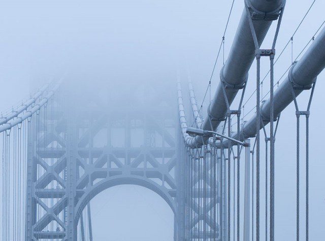 George Washington Bridge,  New York, early morning fog.