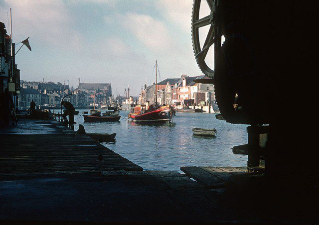 Weymouth Harbour, Dorset, England, with the lifeboat in the foreground