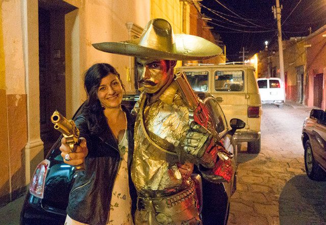 Emiliano Zapata in gold paint, San MIguel