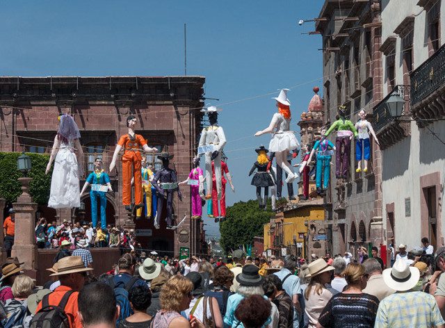 Judas figures awaiting explosion, San Miguel de Allende